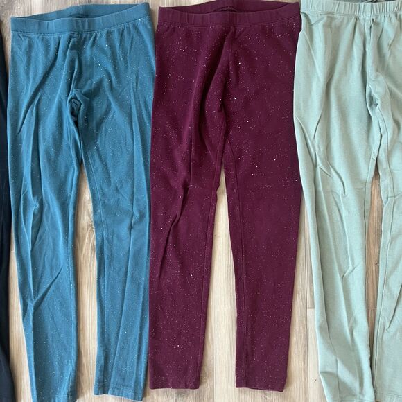 10-12 Girls 4 Pack School Clothes Bundle Leggings Pants Black Blue Maroon Mint - Picture 4 of 7
